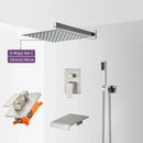 GobekUsa Brushed Nickel Rainfall Shower Faucet Set Wall Mounted Control Valve