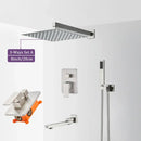 GobekUsa Brushed Nickel Rainfall Shower Faucet Set Wall Mounted Control Valve
