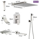 GobekUsa Brushed Nickel Rainfall Shower Faucet Set Wall Mounted Control Valve