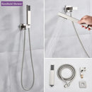 GobekUsa Brushed Nickel Rainfall Shower Faucet Set Wall Mounted Control Valve