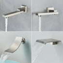 GobekUsa Brushed Nickel Rainfall Shower Faucet Set Wall Mounted Control Valve