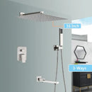 GobekUsa Brushed Nickel Rainfall Shower Faucet Set with Tub Spout - 16" Head