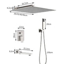 GobekUsa Brushed Nickel Rainfall Shower Faucet Set with Tub Spout - 16" Head