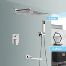 GobekUsa Brushed Nickel Rainfall Shower Faucet Set with Tub Spout - 16" Head