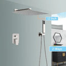 GobekUsa Brushed Nickel Rainfall Shower Faucet Set with Tub Spout - 16" Head