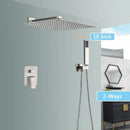 GobekUsa Brushed Nickel Rainfall Shower Faucet Set with Tub Spout - 16" Head