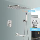 GobekUsa Brushed Nickel Rainfall Shower Faucet Set with Tub Spout - 16" Head