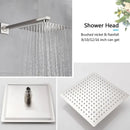GobekUsa Brushed Nickel Rainfall Shower Faucet Set with Tub Spout - 16" Head