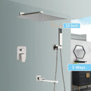 GobekUsa Brushed Nickel Rainfall Shower Faucet Set with Tub Spout - 16" Head