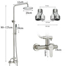 GobekUsa Brushed Nickel Rainfall Shower System with Hot Cold Mixer for Wall Mount
