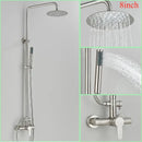 GobekUsa Brushed Nickel Rainfall Shower System with Hot Cold Mixer for Wall Mount