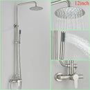 GobekUsa Brushed Nickel Rainfall Shower System with Hot Cold Mixer for Wall Mount