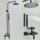 GobekUsa Brushed Nickel Rainfall Shower System with Hot Cold Mixer for Wall Mount