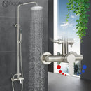 GobekUsa Brushed Nickel Rainfall Shower System with Hot Cold Mixer for Wall Mount
