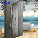 GobekUsa Brushed Nickel Shower Column with Hand Shower, Tub Spout, and Massage System