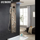 GobekUsa Brushed Nickel Shower Panel with LED Display, Rainfall Head, Jets