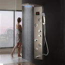 GobekUsa Brushed Nickel Shower Panel with LED Display, Rainfall Head, Jets