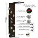 GobekUsa Brushed Nickel Shower Panel with LED Display, Rainfall Head, Jets