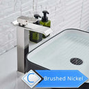 GobekUsa Brushed Nickel Single Lever Waterfall Basin Faucet - Deck Mounted Brass Mixer