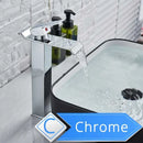 GobekUsa Brushed Nickel Single Lever Waterfall Basin Faucet - Deck Mounted Brass Mixer