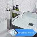 GobekUsa Brushed Nickel Single Lever Waterfall Basin Faucet - Deck Mounted Brass Mixer
