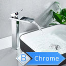GobekUsa Brushed Nickel Single Lever Waterfall Basin Faucet - Deck Mounted Brass Mixer