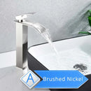 GobekUsa Brushed Nickel Single Lever Waterfall Basin Faucet - Deck Mounted Brass Mixer