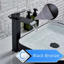 GobekUsa Brushed Nickel Single Lever Waterfall Basin Faucet - Deck Mounted Brass Mixer