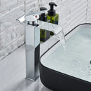GobekUsa Brushed Nickel Single Lever Waterfall Basin Faucet - Deck Mounted Brass Mixer