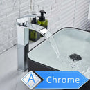 GobekUsa Brushed Nickel Single Lever Waterfall Basin Faucet - Deck Mounted Brass Mixer
