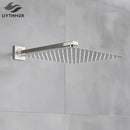 GobekUsa Brushed Nickel Rainfall Shower Head with Shower Arm - Ultra Thin Top Sprayer