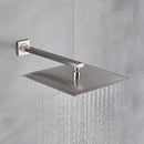 GobekUsa Brushed Nickel Rainfall Shower Head with Shower Arm - Ultra Thin Top Sprayer