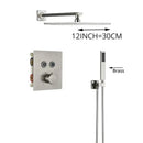 GobekUsa Brushed Nickel Thermostatic Shower Faucet Set for Wall Mount Bathroom with Rainfall Shower Head