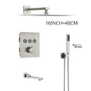 GobekUsa Brushed Nickel Thermostatic Shower Faucet Set for Wall Mount Bathroom with Rainfall Shower Head