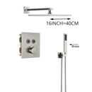 GobekUsa Brushed Nickel Thermostatic Shower Faucet Set for Wall Mount Bathroom with Rainfall Shower Head