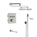 GobekUsa Brushed Nickel Thermostatic Shower Faucet Set for Wall Mount Bathroom with Rainfall Shower Head