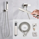 GobekUsa Brushed Nickel Thermostatic Shower Faucet Set for Wall Mount Bathroom with Rainfall Shower Head