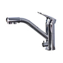 GobekUsa Brushed Nickel Kitchen Sink Faucet with Water Purification: 360° Rotation Deck Mounted Mixer Tap