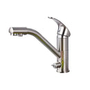 GobekUsa Brushed Nickel Kitchen Sink Faucet with Water Purification: 360° Rotation Deck Mounted Mixer Tap