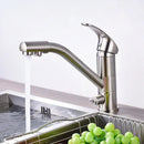 GobekUsa Brushed Nickel Kitchen Sink Faucet with Water Purification: 360° Rotation Deck Mounted Mixer Tap