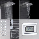 GobekUsa Brushed Nickel Thermostatic Waterfall Rain Shower Panel with 3 Handles