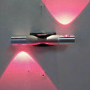 GobekUsa Modern Metallic LED Sconce Wall Light in Brushed Silver with Red/Blue/Yellow Lighting