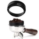 Modern brushed stainless steel espresso dosing ring kitchen tool by Decorbites