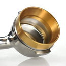 Modern brushed stainless steel espresso dosing ring kitchen tool by Decorbites