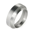 Modern brushed stainless steel espresso dosing ring kitchen tool by Decorbites
