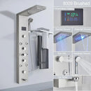 GobekUsa Brushed LED Light Shower Faucet SPA Massage Shower Column Waterfall Panel