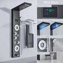 GobekUsa Brushed LED Light Shower Faucet SPA Massage Shower Column Waterfall Panel