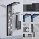 GobekUsa Brushed LED Light Shower Faucet SPA Massage Shower Column Waterfall Panel