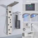 GobekUsa Brushed LED Light Shower Faucet SPA Massage Shower Column Waterfall Panel