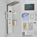 GobekUsa Brushed LED Light Shower Faucet SPA Massage Shower Column Waterfall Panel